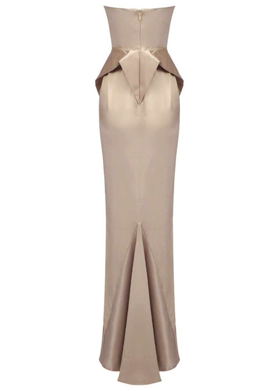 Weitese Dress Elegant Strapless Maxi Dress Champagne Mermaid/Trumpet Sleeveless Corset Prom Dress